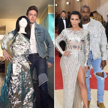 Tom Lenk imita a Kim Kardashian y Kayne West en la pasada gala del MET. "Consigue su 'look'. Más por menos', escribió el actor.