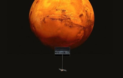 Reproducción artística de la sonda Mars Express que explora el hemisferio sur de Marte.