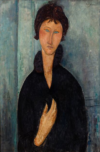 'Mujer de ojos azules' (1918), otro de los retratos de Modigliani que forman parte de la exposición del Museo Albertina.