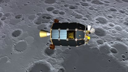 Ilustraci&oacute;n de la sonda espacial autom&aacute;tica &lsquo;LADEE&rsquo; en &oacute;rbita de la Luna.