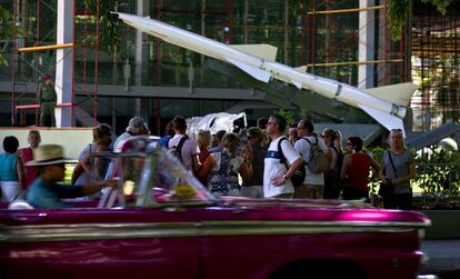 Tourists at the Revolution Museum in Havana.