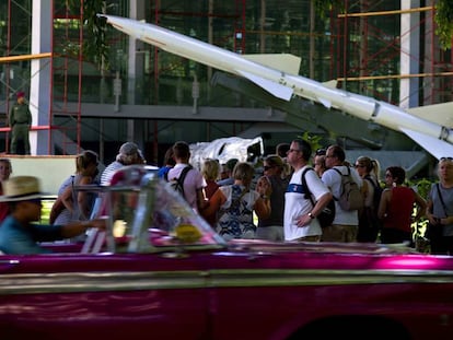 Tourists at the Revolution Museum in Havana.