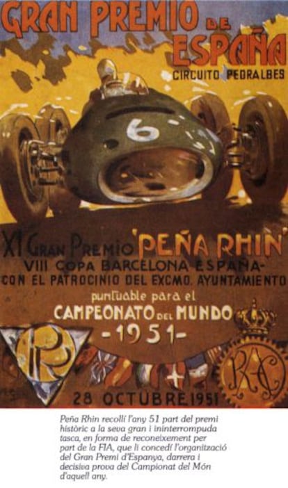 Cartel publicitario del primer Gran Premio de España de Fórmula 1 disputado en 1951