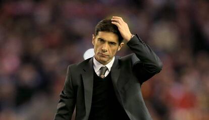 Marcelino en Anfield, en 2016.