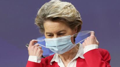 Ursula von der Leyen, durante una rueda de prensa a principios de enero.