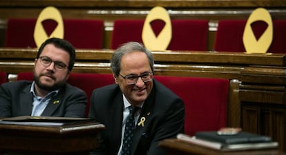 El vicepresidente catalán, Pere Aragonés, y el presidente de la Generalitat, Quim Torra.