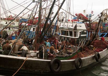 Barco pesquero marroqu&iacute; en el puerto de la ciudad sahariana de Dajla, el pasado 15 de febrero.
 