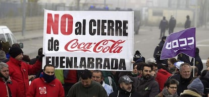 Protesta de trabajadores de Coca-Cola en Fuenlabrada en enero.