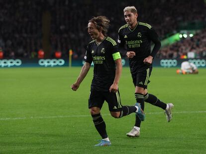 Modric celebra su gol contra el Celtic este martes en la primera jornada de la Champions.