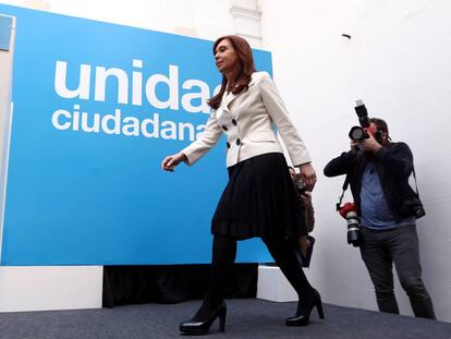 Cristina Fern&aacute;ndez de Kirchner durante la rueda de prensa en Buenos Aires.
