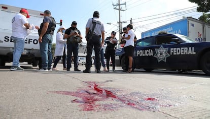 La escena del crimen en Acapulco, Guerrero. 