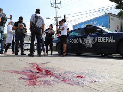 La escena del crimen en Acapulco, Guerrero. 
