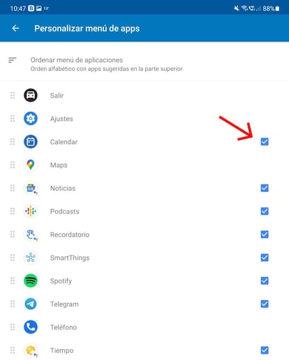 Elige las aplicaciones de Android Auto.