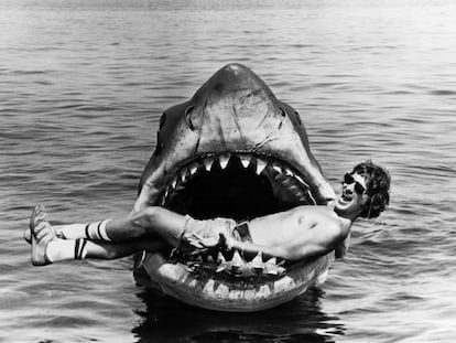 Steven Spielberg, durante el rodaje de 'Tiburón'.