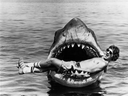 Steven Spielberg durante el rodaje de 'Tiburón'.