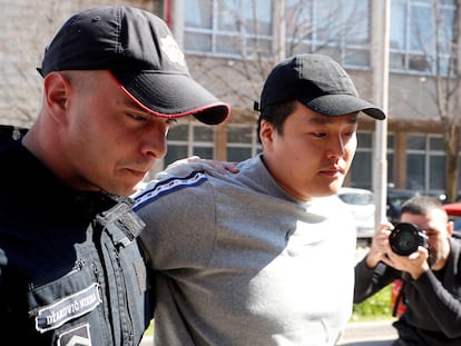 Do Kwon — a South Korean citizen and the creator of TerraLuna — during his arrest in Podgorica, Montenegro, on March 24, 2023.