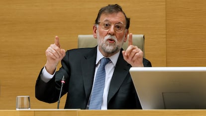 El expresidente del Gobierno Mariano Rajoy comparece en la comisión de investigación del Congreso, el pasado 5 de marzo.