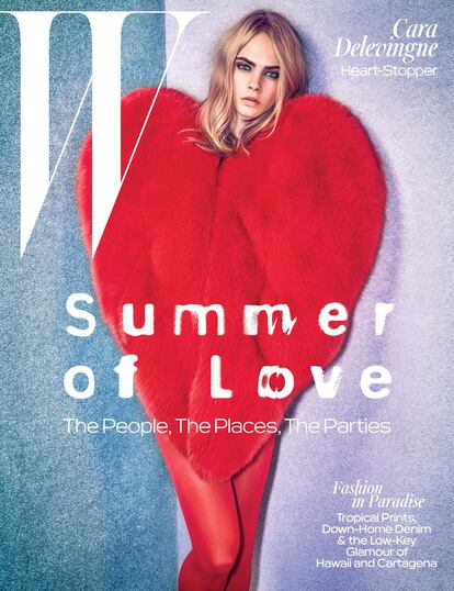 Un par de meses después, Cara Delevingne protagonizó la portada de junio/julio de la revista W Magazine luciendo el abrigo-corazón, una pieza valorada en 15.000 dólares (casi 14.000 euros).