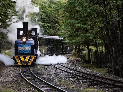 El Tren del Fin del Mundo recorre ocho kilómetros del parque nacional Tierra del Fuego, en las cercanías de la ciudad de Ushuaia (Argentina).