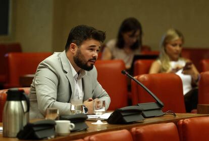 El diputado Gabriel Rufián en una reunión del Congreso de los Diputados.