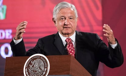López Obrador en una conferencia matutina. 