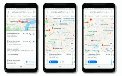 Google Maps ofrece información sobre servicios de alquiler de bicicletas