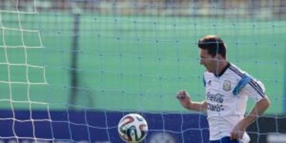 Messi, no treino da Argentina.