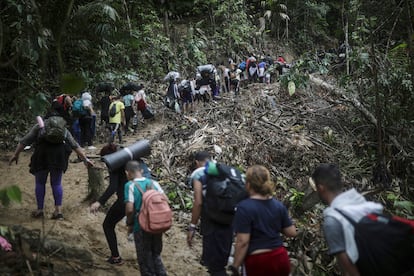 Migrants crossing the Darién Gap between Colombia and Panama on their long and difficult journey to the United States.
