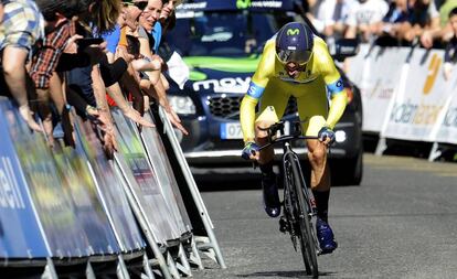 Valverde, a su llegada a la meta.