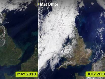 Imagénes por satélite de Reino Unido difundidas por su oficina de meteorología.