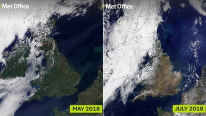 Imagénes por satélite de Reino Unido difundidas por su oficina de meteorología.