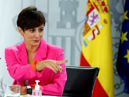 La ministra de Política Territorial y portavoz del Gobierno, Isabel Rodríguez, durante la rueda de prensa posterior a la reunión del Consejo de Ministros, este martes en La Moncloa.