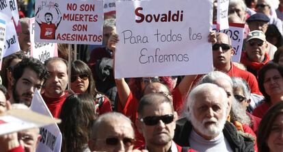 Manifestación para pedir los medicamentos de la hepatitis C en marzo de 2015.