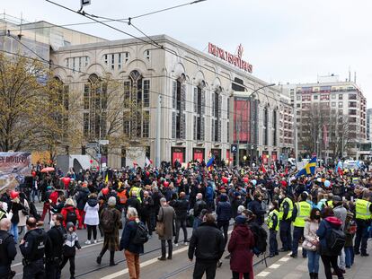 Protesta contra las restricciones por la covid en Berlin este fin de semana.