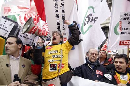 Una protesta de funcionarios de Justicia contra los recortes.