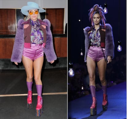 Lady Gaga ya ha apostado por una de las creaciones del diseñador Marc Jacobs de la próxima primavera. El mismo modelo, plataformas incluidas aunque no rastas, que lució Irina Shayk sobre la pasarela de la Semana de la Moda de Nueva York del pasado septiembre.
