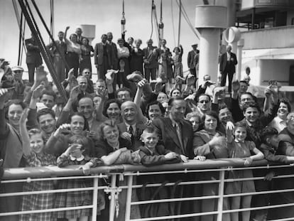 El barco 'St. Louis' salió de Hamburgo con 700 judíos, en la imagen a su llegada al puerto de Amberes, el 17 de junio de 1939.