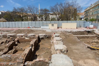 Restos arqueológicos encontrados en la Plaza de la Merced, Málaga.