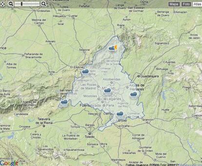 Previsión de lluvias en la Comunidad de Madrid.