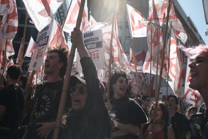 Social and political organizations at a demonstration in Buenos Aires on December 20.