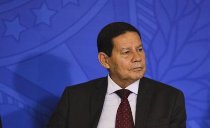O vice-presidente, Hamilton Mourão, em cerimônia no Palácio do Planalto no dia 24 de abril