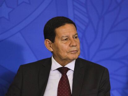 O vice-presidente, Hamilton Mourão, em cerimônia no Palácio do Planalto no dia 24 de abril 