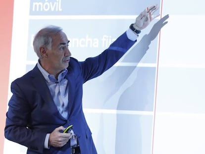 Antonio Coimbra, presidente de Vodafone España, durante la presentaciíon de resultados del grupo.
