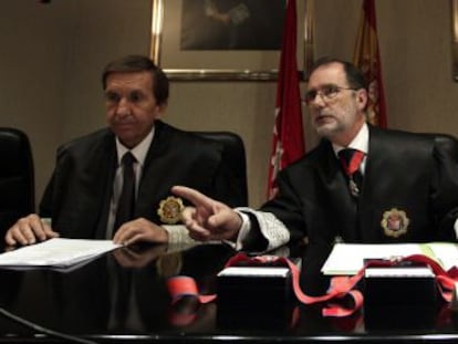 El presidente del TSJM, Francisco Javier Vieira,en el centro, durante la apertura del año judicial.