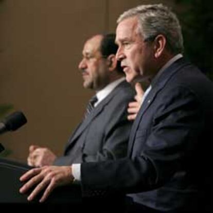 Bush y Maliki, en la rueda de prensa que han dado tras la reunión de hoy.