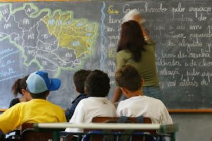 Alunos em uma escola estadual de Itaquaquecetuba, São Paulo.