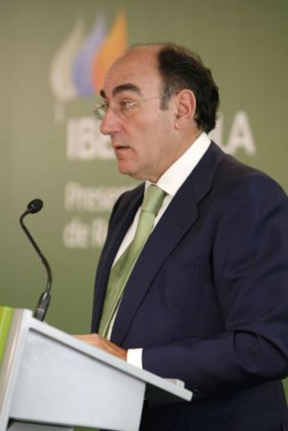 El presidente de Iberdrola, Ignacio Sánchez Galán, durante la presentación de los resultados de la compañía.