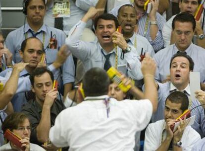 Operadores del mercado de materias primas de São Paulo.