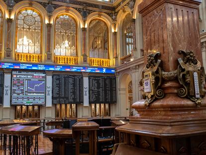 Patio de operaciones de la Bolsa de Madrid.