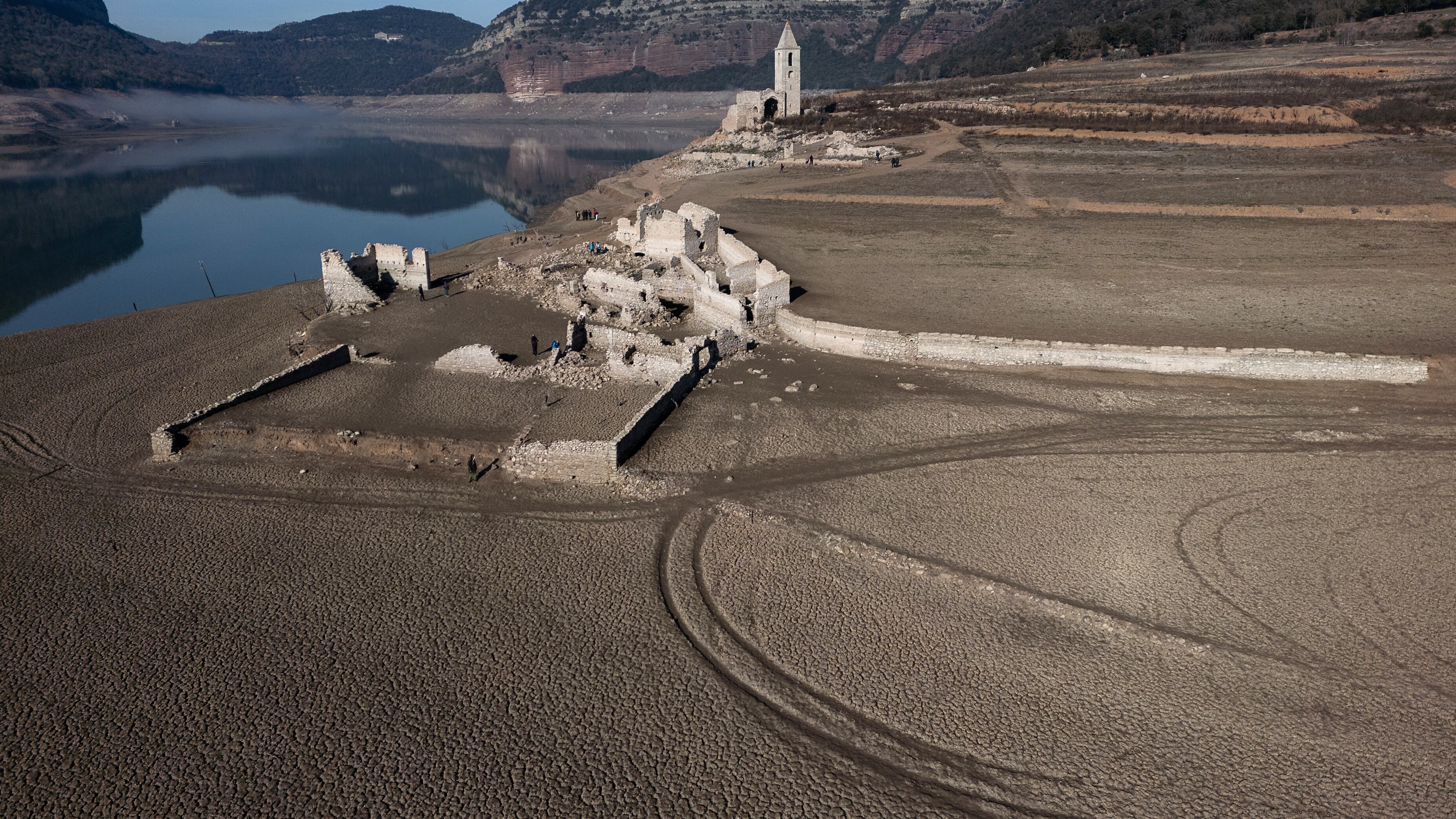 El pantano de Sau, a menos del 5% de su capacidad, en una foto de diciembre de 2023.